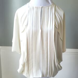 DVF Diane Von Furstenberg SILK Cream Career Blouse Shirt Top Small Lined